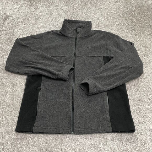 Columbia Steens Mountain Fleece Jacket Boys 18/20 Gray Black Full Zip Outdoor